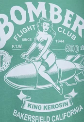 KingKerosin Print-Shirt Bombers mit Pinup-Print Türkis/Grün/Dunkelgrün