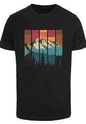F4NT4STIC T-Shirt Berg Sonnenuntergang Retro Braun/Orange/Schwarz/Rot/Türkis/Beige