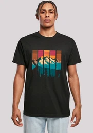 T-Shirt Berg Sonnenuntergang Retro Premium Qualitt