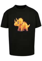F4NT4STIC T-Shirt Ser Triceratops Dinosaurier Rot/Schwarz/Braun/Beige