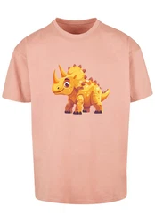 F4NT4STIC T-Shirt Ser Triceratops Dinosaurier Rosa/Orange