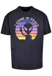 F4NT4STIC T-Shirt Alien Peace Sunset Blau/Weiß/Hellblau/Mischfarben/Dunkelblau/Braun/Lila/Rosa