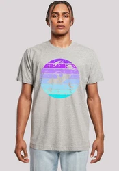 F4NT4STIC T-Shirt Retro Alien Weltraum Sonnenuntergang Grau/Orange/Fliederfarben/Hellgrau