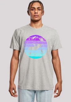 F4NT4STIC T-Shirt Retro Alien Weltraum Sonnenuntergang Grau/Orange/Fliederfarben/Hellgrau