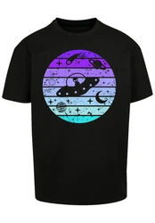 F4NT4STIC T-Shirt Retro Alien Weltraum Sonnenuntergang Lila/Schwarz/Mischfarben/Blau
