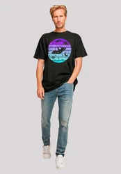 F4NT4STIC T-Shirt Retro Alien Weltraum Sonnenuntergang Lila/Schwarz/Mischfarben/Blau