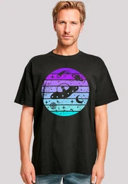 T-Shirt Retro Alien Weltraum Sonnenuntergang Premium Qualitt