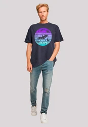 F4NT4STIC T-Shirt Retro Alien Weltraum Sonnenuntergang Lila/Dunkelblau