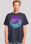 F4NT4STIC T-Shirt Retro Alien Weltraum Sonnenuntergang Lila/Dunkelblau