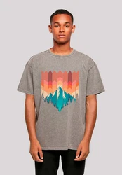 F4NT4STIC T-Shirt Berg Sonnenuntergang Rot/Braun/Hellgrau/Mischfarben/Türkis