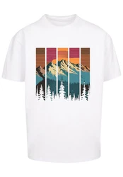 F4NT4STIC T-Shirt Berg Sonnenuntergang Retro Türkis/Weiß/Braun/Fliederfarben/Mischfarben