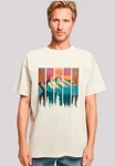 F4NT4STIC T-Shirt Berg Sonnenuntergang Retro Türkis/Khaki/Braun/Beige