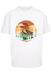 F4NT4STIC T-Shirt Sonnenuntergang Berglandschaft Weiß/Beige/Orange/Gelb/Rot/Braun/Creme