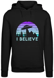 F4NT4STIC Kapuzenpullover I BELIEVE UFO Alien Raumschiff 