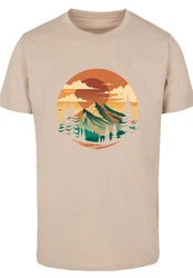 F4NT4STIC T-Shirt Sonnenuntergang Berglandschaft Khaki/Beige/Gelb