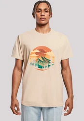 F4NT4STIC T-Shirt Sonnenuntergang Berglandschaft Khaki/Beige/Gelb