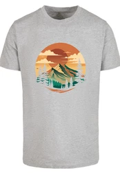 F4NT4STIC T-Shirt Sonnenuntergang Berglandschaft Orange/Hellgrau/Beige/Grau