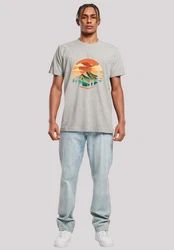 F4NT4STIC T-Shirt Sonnenuntergang Berglandschaft Orange/Hellgrau/Beige/Grau