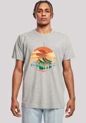 F4NT4STIC T-Shirt Sonnenuntergang Berglandschaft Orange/Hellgrau/Beige/Grau