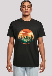 F4NT4STIC T-Shirt Sonnenuntergang Berglandschaft Türkis/Grün/Orange/Dunkelgrün/Schwarz/Braun
