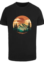 F4NT4STIC T-Shirt Sonnenuntergang Berglandschaft Türkis/Grün/Orange/Dunkelgrün/Schwarz/Braun