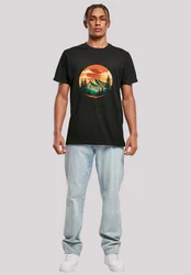 F4NT4STIC T-Shirt Sonnenuntergang Berglandschaft Türkis/Grün/Orange/Dunkelgrün/Schwarz/Braun