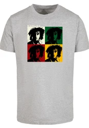 F4NT4STIC T-Shirt Bob Marley Colour Blocks Two Sleeves Hellgrau/Creme/Grau