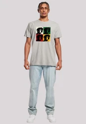 F4NT4STIC T-Shirt Bob Marley Colour Blocks Two Sleeves Hellgrau/Creme/Grau