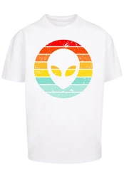 F4NT4STIC T-Shirt Alien Retro Sonnenuntergang Weiß/Mischfarben