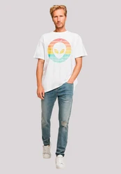 F4NT4STIC T-Shirt Alien Retro Sonnenuntergang Weiß/Mischfarben
