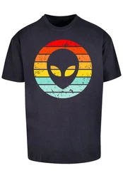 F4NT4STIC T-Shirt Alien Retro Sonnenuntergang Mischfarben/Blau/Rot/Lila/Dunkelblau