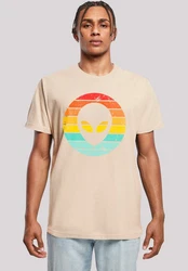 F4NT4STIC T-Shirt Alien Retro Sonnenuntergang Beige/Khaki/Gelb/Mischfarben/Creme