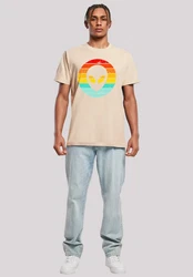 F4NT4STIC T-Shirt Alien Retro Sonnenuntergang Beige/Khaki/Gelb/Mischfarben/Creme