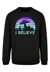F4NT4STIC Sweatshirt I BELIEVE UFO Alien Raumschiff Retro 