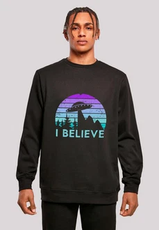 F4NT4STIC Sweatshirt I BELIEVE UFO Alien Raumschiff Retro 
