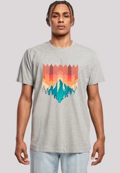 F4NT4STIC T-Shirt Berg Sonnenuntergang Rot/Grau/Hellgrau/Türkis