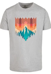F4NT4STIC T-Shirt Berg Sonnenuntergang Rot/Grau/Hellgrau/Türkis