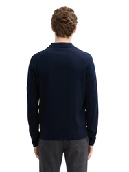 TOM TAILOR Strickpullover mit Seide Dunkelblau/Blau