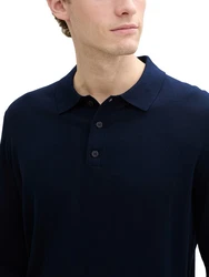 TOM TAILOR Strickpullover mit Seide Dunkelblau/Blau