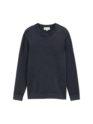 TOM TAILOR Pullover Dunkelblau/Schwarz/Grau