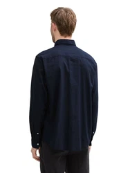 TOM TAILOR Langarmhemd Regular Fit Chambray Dunkelblau