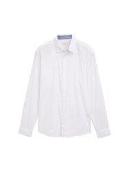 TOM TAILOR Langarmhemd Regular Fit Chambray Weiß