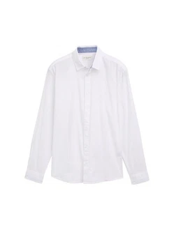 TOM TAILOR Langarmhemd Regular Fit Chambray Weiß