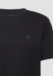 s.Oliver BLACK LABEL Kurzarmshirt T-Shirt mit Logo-Detail aus merzerisierter Baumwolle 