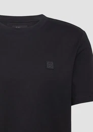 Kurzarmshirt T-Shirt aus merzerisierter Baumwolle mit Logo-Detail Logo