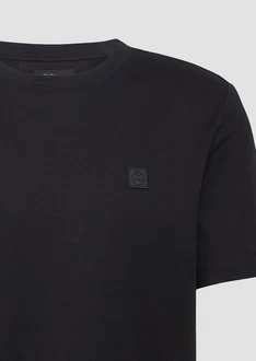 s.Oliver BLACK LABEL Kurzarmshirt T-Shirt mit Logo-Detail aus merzerisierter Baumwolle 