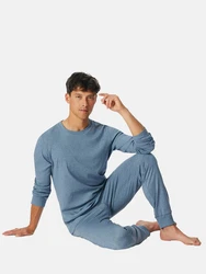 Schiesser Pyjama Modern Nightwear (2-teilig) Schlafanzug Blau/Grau/Hellblau