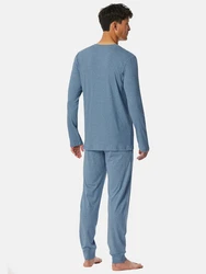 Schiesser Pyjama Modern Nightwear (2-teilig) Schlafanzug Blau/Grau/Hellblau
