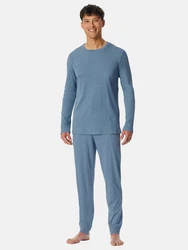 Schiesser Pyjama Modern Nightwear (2-teilig) Schlafanzug Blau/Grau/Hellblau