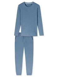 Schiesser Pyjama Modern Nightwear (2-teilig) Schlafanzug Blau/Grau/Hellblau